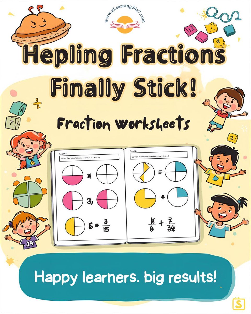 elearning24x7's tweet image. Fractions don&apos;t have to be frustrating!
Our engaging worksheets make learning halves, thirds and quarters click for kids.
Fun visuals + Easy explanation = Confident learners
elearning24x7.com
#PrintableWorksheets #MathMadeFun  #worksheets #smartpractice  #downloads