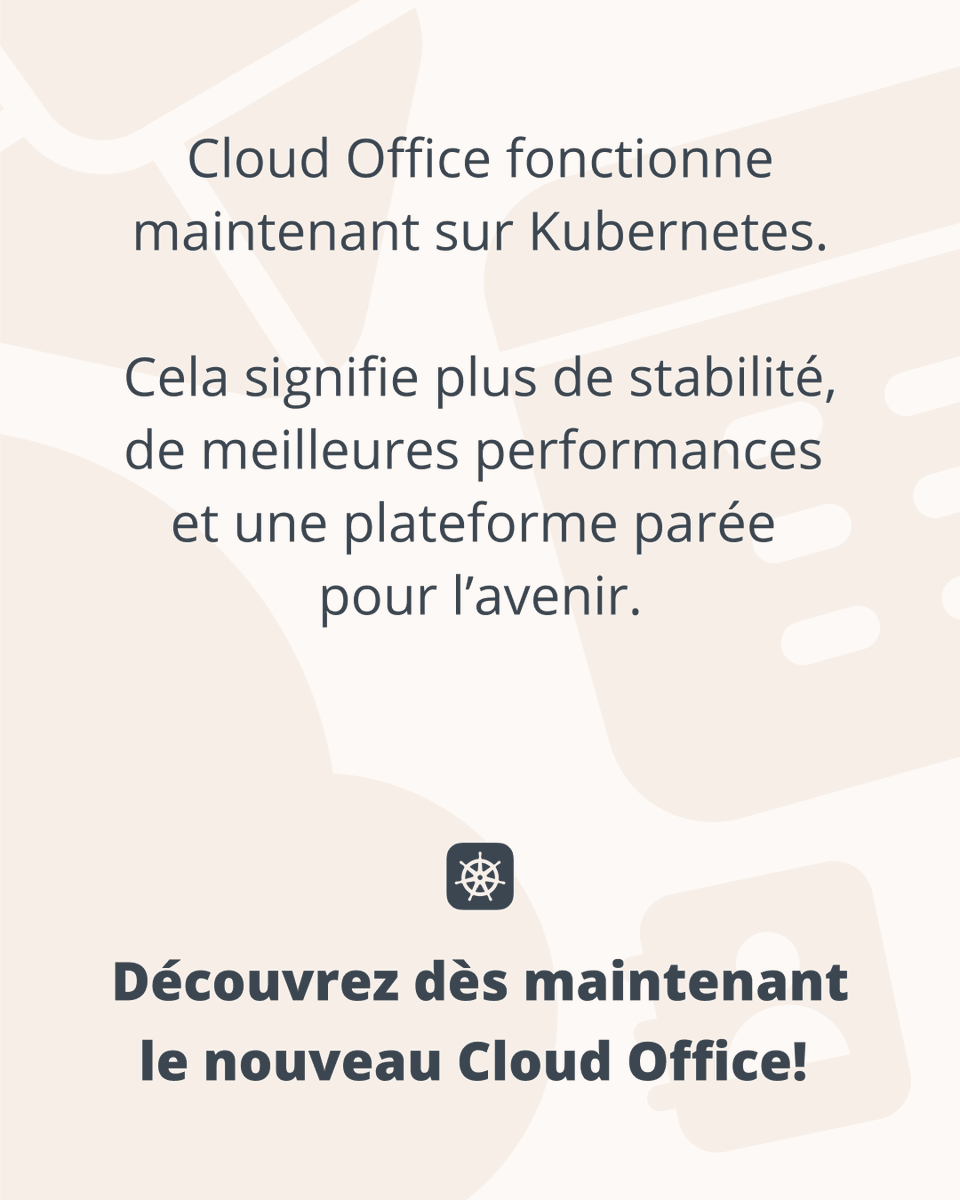 hostpoint_FR's tweet photo. Les choses ont également changé en coulisses!
Cloud Office est désormais basé sur Kubernetes, ce qui le rend plus performant et plus pérenne que jamais.

Jugez-en par vous-même! 
https://t.co/dmxIpqufbf

#CloudOffice #Hostpoint #Kubernetes #Performance #SwissMade https://t.co/Iamf5erxZu