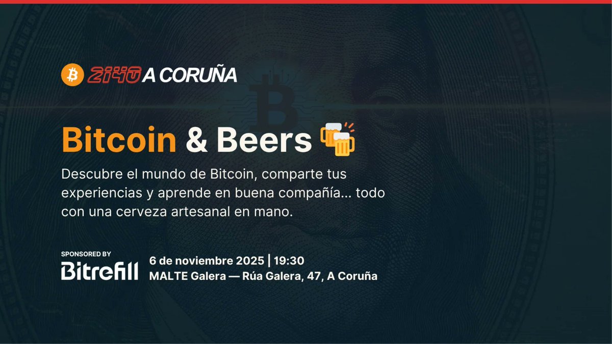 🔥 Hoy es el gran día, te esperamos en MALTE Galera (Rúa Galera, 47, A Coruña) para celebrar 🍻 Bitcoin &amp; Beers