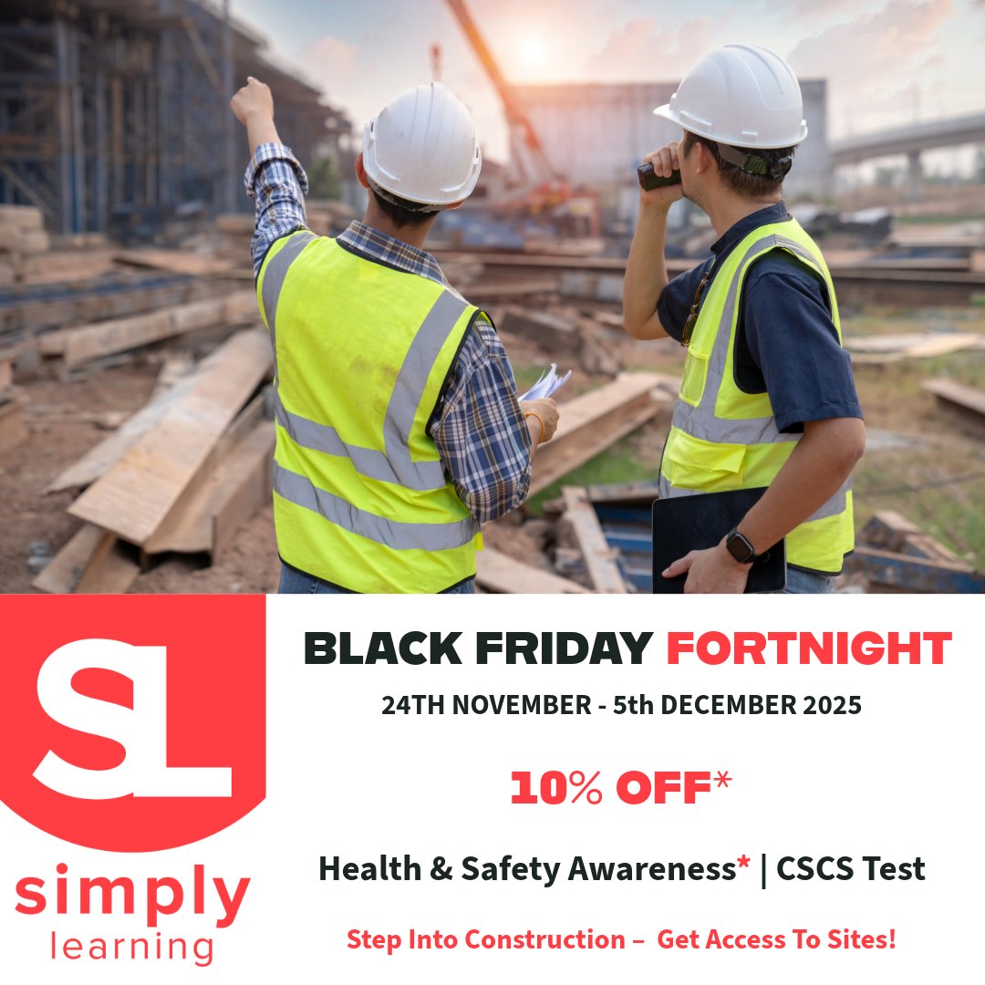 _SimplyLearning's tweet image. 🦺 Get site-ready this #BlackFriday!

Book HSA + CSCS Test &amp;amp; receive a free online course bundle 🎁

simply-learning.co.uk/black-friday-f… | ☎️ 0330 0948 424