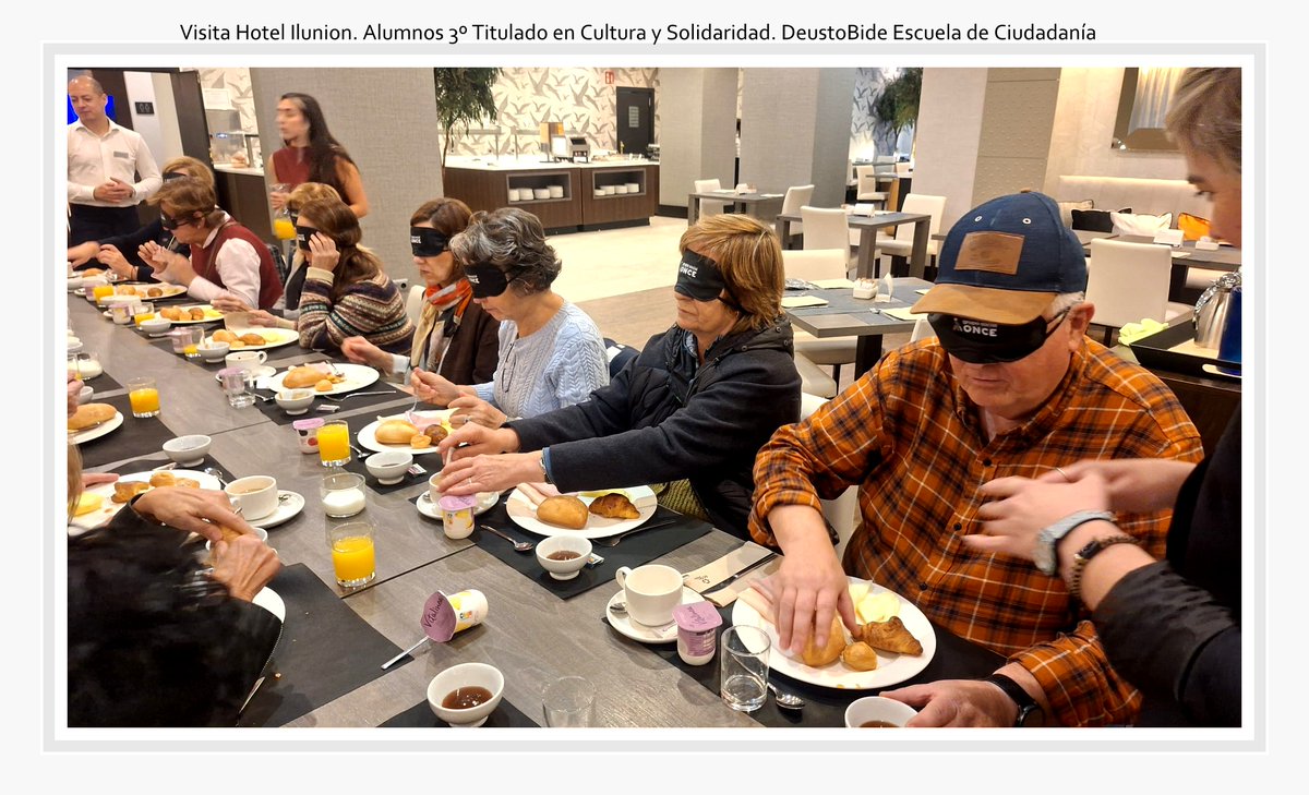Visita guiada y merienda a ciegas Hotel Ilunion
<a href="/ILUNION/">ILUNION</a> Rodriguez Arias de Bilbao <a href="/auroramadariaga/">aurora madariaga</a>
Titulado en Cultura y Solidaridad <a href="/deustoCCSSyHH/">Facultad de Ciencias Sociales y Humanas - Deusto</a>
<a href="/deusto/">Universidad Deusto - Deustuko Unibertsitatea</a> Colabora <a href="/FundlaCaixa/">Fundación ”la Caixa”</a> modelo de gestión inclusivo y  sostenibilidad social Gracias a Alvaro y equipo por guiarnos¡