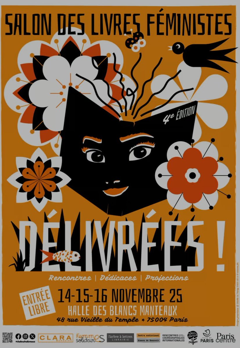 Salon des livres féministes #Délivrées!  
<a href="/Femmessolidaire/">Femmes solidaires</a> <a href="/Clara_Magazine/">Clara-magazine</a>
les 14, 15 et 16 novembre 2025
 Halle des Blancs Manteaux - Paris
clara-magazine.fr