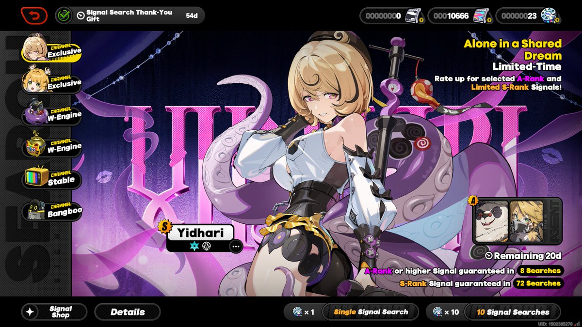 NightFox2016665's tweet photo. thanks hoyoverse I love you((((((: #ZenlessZoneZero #zzz #hoyoverse #Yidhari #wish #charecter #banner #New https://t.co/GFVR6pSVXZ