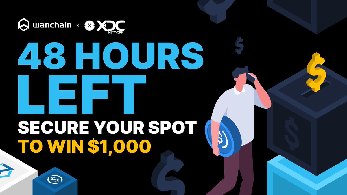 ⏳ Only 48 hours left in the #Wanchain &amp; <a href="/XDCNetwork/">XDC Network</a> DeFi #Giveaway!

🌉 Bridge $USDC → XDC &amp; add $100+ LP for a chance to win 4× $1,000 in $XDC + $xWAN.

The race isn’t over yet, but the spots are filling FAST.
Only the first 200 qualify…

👇 Hurry before your chance is gone.