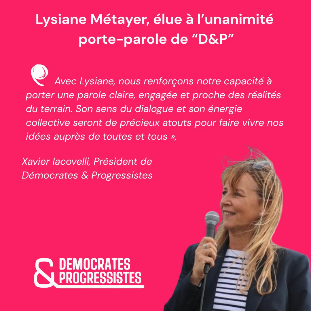 Lysiane_Metayer's tweet image. 📢 Fière de porter la voix de &quot;Démocrates &amp;amp; Progressistes&quot; après avoir été élue par le COMEX à l&apos;unanimité ! Avec Benjamin et Jean-Marc, nous défendrons une parole claire et utile, au service du progrès, du dialogue et des territoires. territoiresdeprogres.fr
