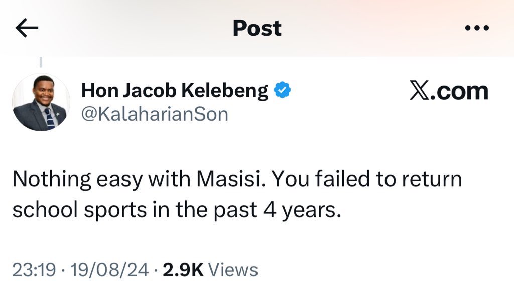 Things they said before assuming office! Now after 12 months in charge, Minister <a href="/KalaharianSon/">Hon Jacob Kelebeng</a> still has nothing to show!😭😭😭😭😭😭😭😭😭😭

<a href="/King_Bono_Bw/">Bono Rapudi☠️</a> <a href="/dodo_russell/">Russell ®️</a> <a href="/Gorthan_Sir/">7 January. 😍🎉</a> <a href="/KingSpin1/">Male Bestie</a> <a href="/ShxcksBW/">🇧🇼👑World Relays Gaborone 2026👑🇧🇼</a> <a href="/lordshipp/">Fengfeng the Sage🧙🏾🇧🇼🇿🇦</a> <a href="/EverythingBW66/">Botswana Polls and Updates 🇧🇼❤️</a> <a href="/MasieTiro/">Baba ka Tao & Tiisetso</a> <a href="/NunoPortez/">Thato Gaopatwe</a> <a href="/KayTee_Nk/">Usha Katlego Nkoane</a> <a href="/ghandagand/">Thibos</a>