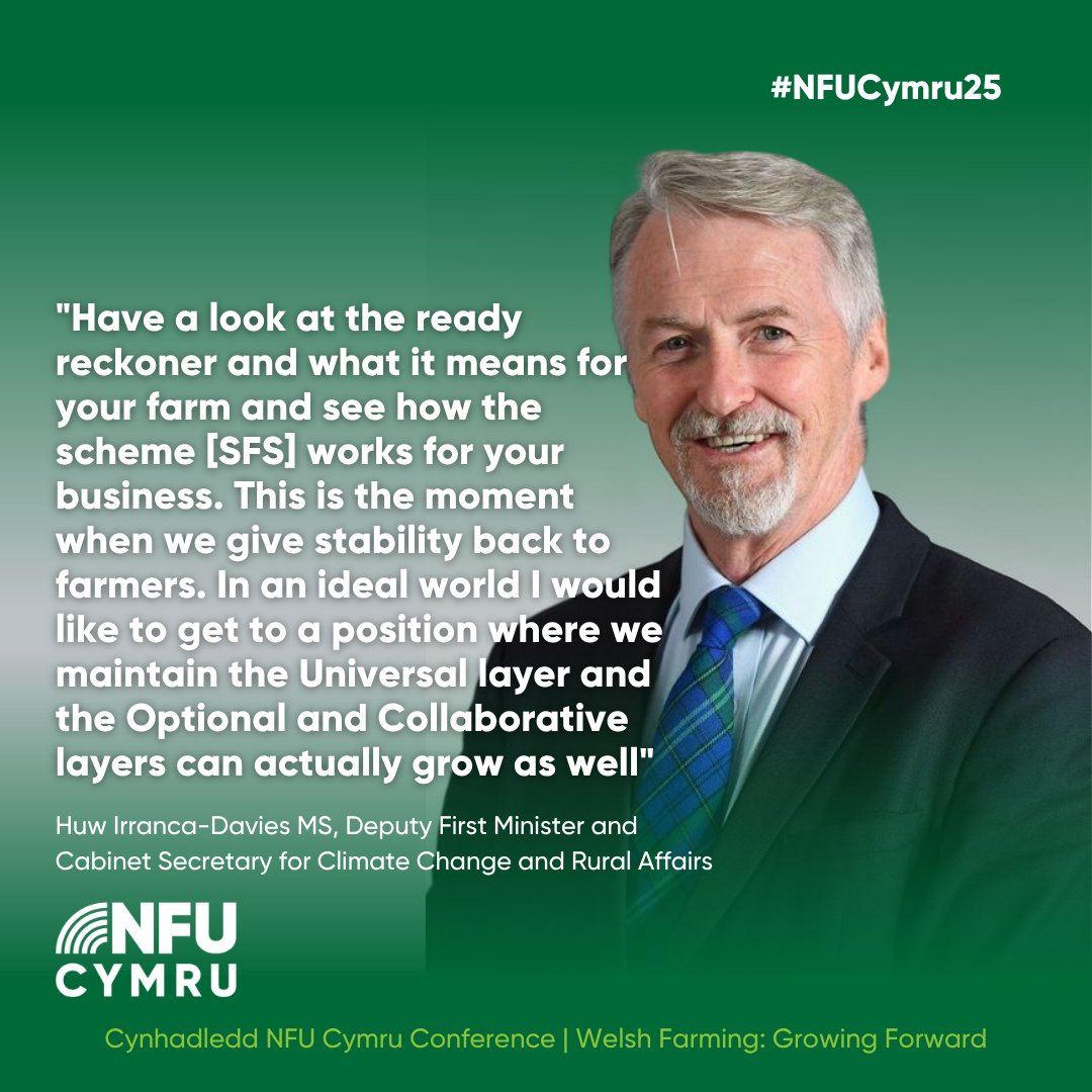 Our second session is with the Deputy First Minister <a href="/WGRural/">Welsh Government Rural Affairs</a>. He's covered a number of topics including bovine TB, water quality, SFS and more.

#NFUCymru25