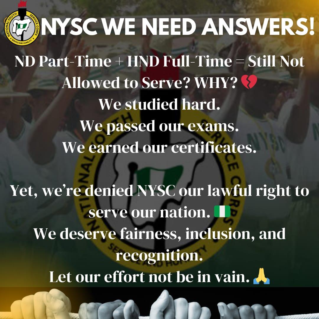 adesam7's tweet photo. @DrTunjiAlausa @Suwaiba_Said @LuckyAiyedatiwa @OndoStateOnline @NigEducation @PBATMediaCentre Sir, we are still being denied participation in this year’s NYSC program despite the memo released regarding the ND-PT / FT-HND issue. We kindly request that you engage the relevant authorities so we can see progress on this matter. https://t.co/mPFYcvusy7
