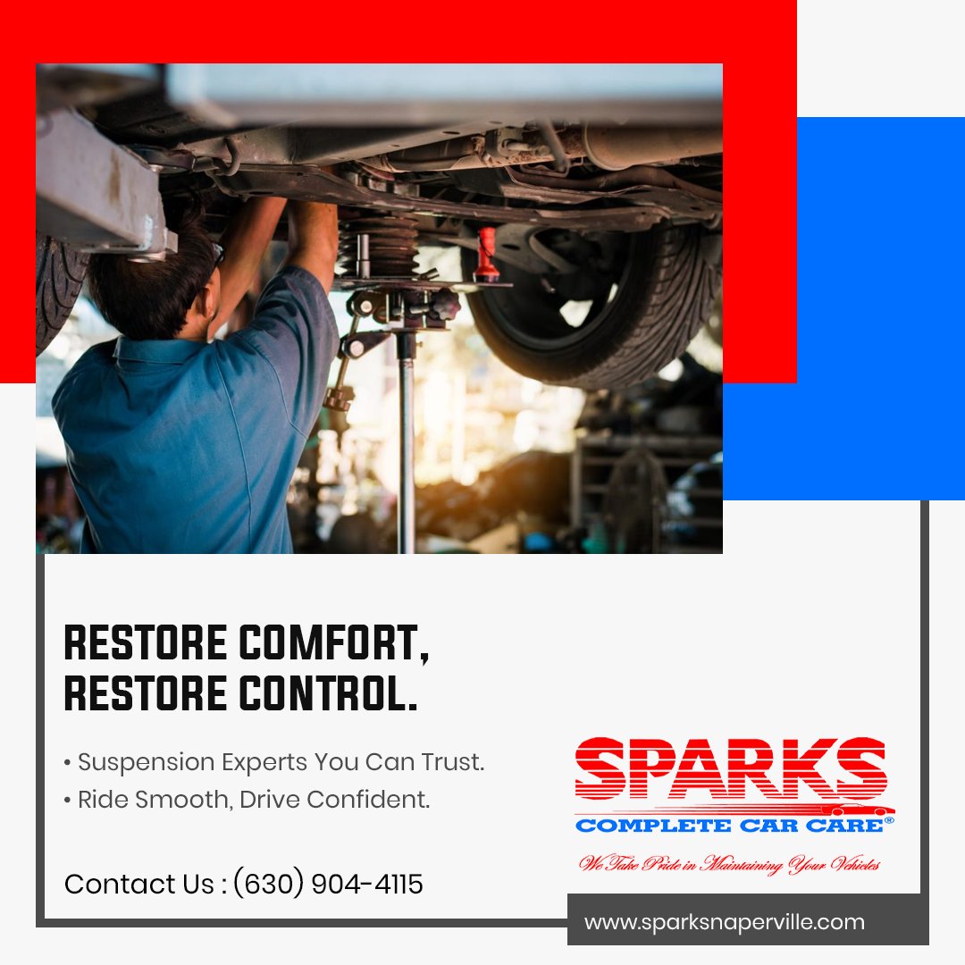 sparks_car's tweet image. Feel every bump? It’s time for a front-end suspension repair at Sparks Naperville! Enjoy smoother rides and better control with expert care and advanced equipment.
Schedule your service today!

sparksnaperville.com

#SuspensionRepair #FrontEndService #SparksNaperville