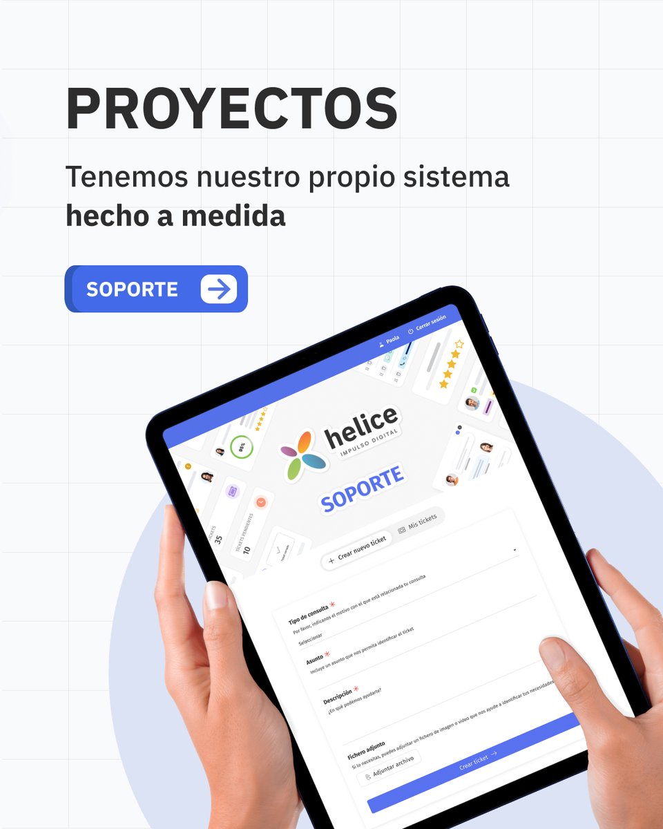 heliceapp's tweet photo. ¿Sabías que el sistema de soporte de https://t.co/wFQ4nSLago… está hecho con https://t.co/wFQ4nSLago?

Más de 1.000 tickets resueltos al año, 6.000 mensajes gestionados y una valoración media de 4,84/5.

Creamos las herramientas que usamos cada día.

👉 https://t.co/14XpyiOqtZ https://t.co/ccqHZPry4I