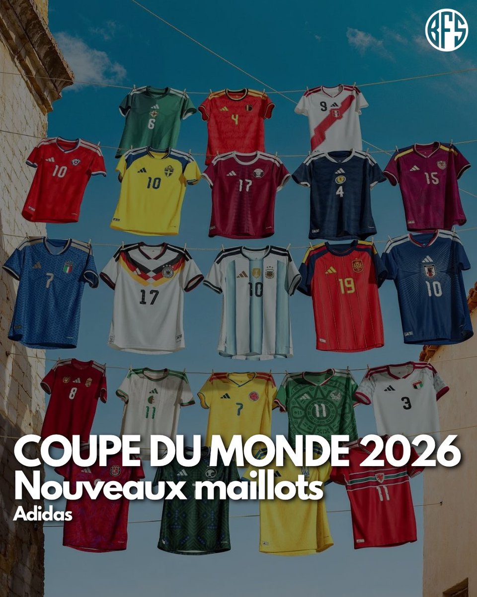 Blindboxfs's tweet photo. Adidas dévoile les 22 nouveaux maillots pour la Coupe du Monde 2026 🌍🔥
 Des designs modernes, des hommages aux classiques… lequel est ton préféré ? 👕⚽

#WorldCup2026 #AdidasFootball #MaillotDeFoot #FootballShirts #CoupeDuMonde #FootballCulture https://t.co/JdfuDwEnoe