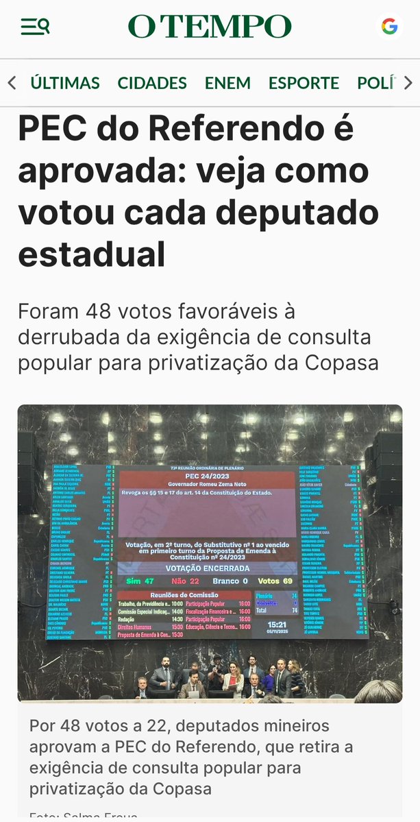RogerioMel46093's tweet image. Uma traição aos ideais dos deputados constituintes, a liberdade, as tradições mineiras, traição a vontade soberana do povo e a democracia, total subserviência aos interesses econômicos. Que o MP, OAB ou partidos políticos entrem com ADI.
#referendopopular
#podereconomico
#copasa