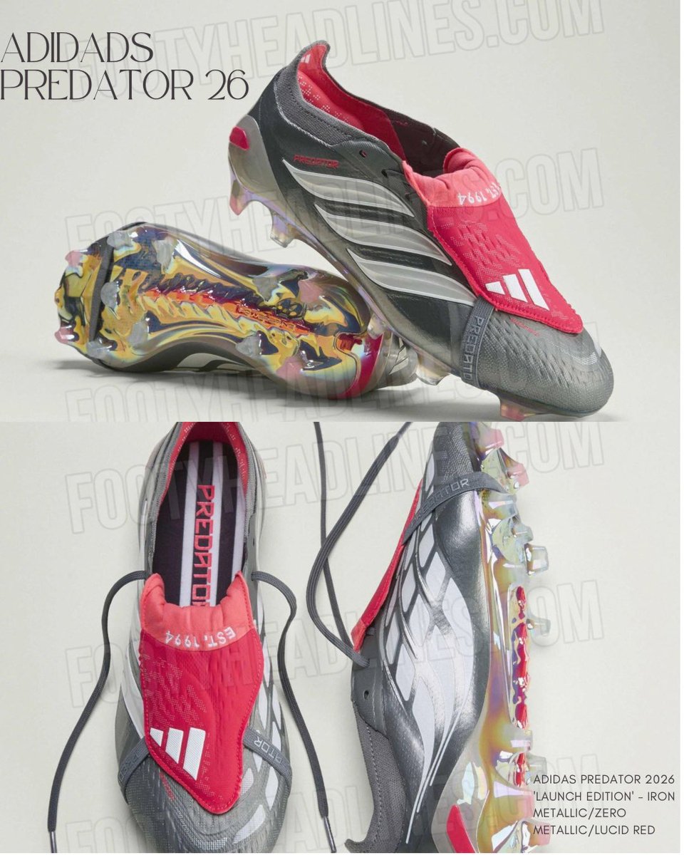 RTaylorMadeBoot's tweet image. Adidas Predator 26 📸

The Adidas Predator 26 soccer ‘Launch Edition’. 

The colorway is a direct tribute to the Predator Mania 2002 Gunmetal edition.

Inspired by the Adidas Predator Precision, the boots feature the iconic Precision-inspired Three Stripes &amp;amp; a classic fold tongue