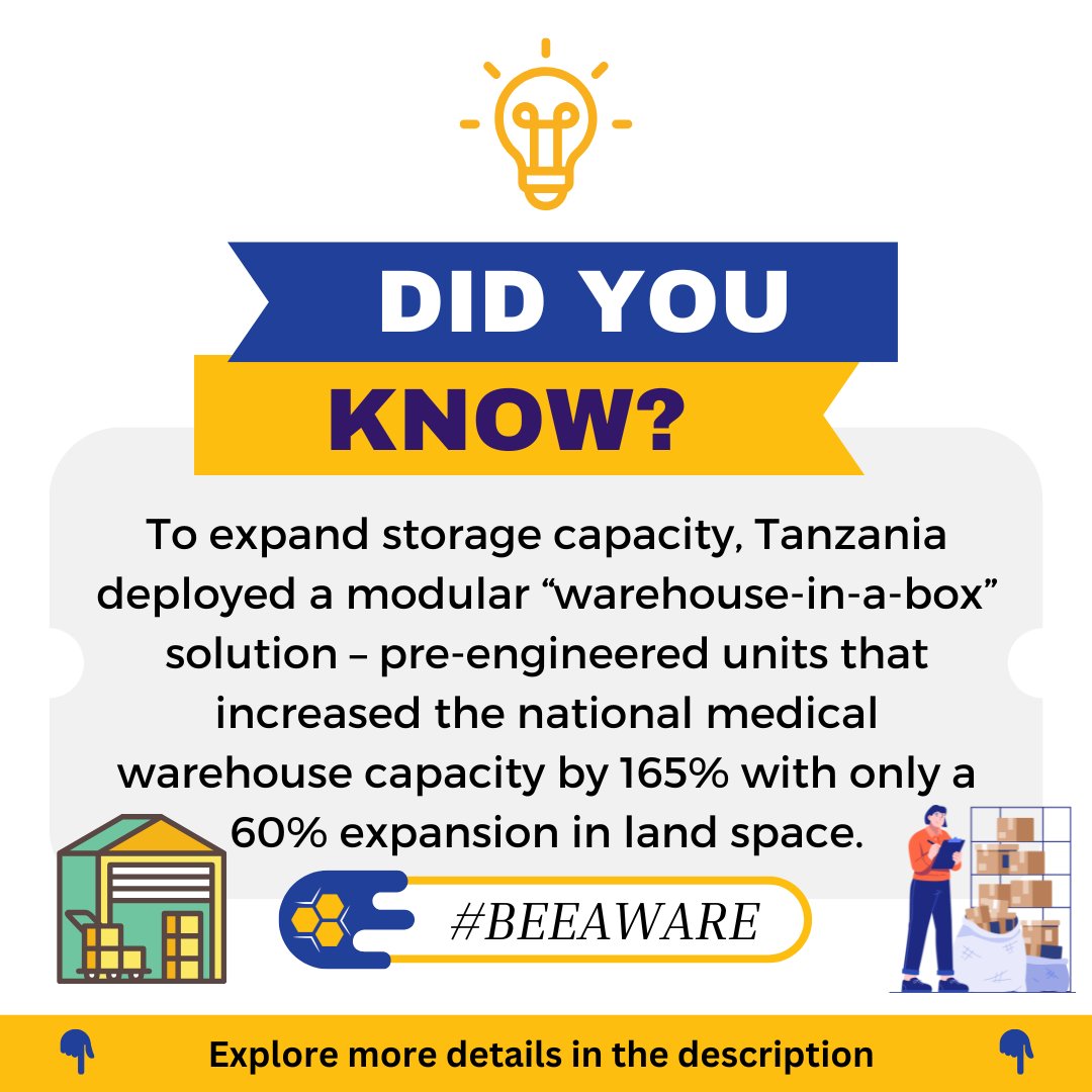 Did You Know? 

To address storage constraints in its health system, Tanzania deployed modular pre-engineered storage units significantly, which expanded medical warehouse capacity by 165%, all while using just a 60% increase in land space. 

Learn more: reachalliance.org/case-study/rea…