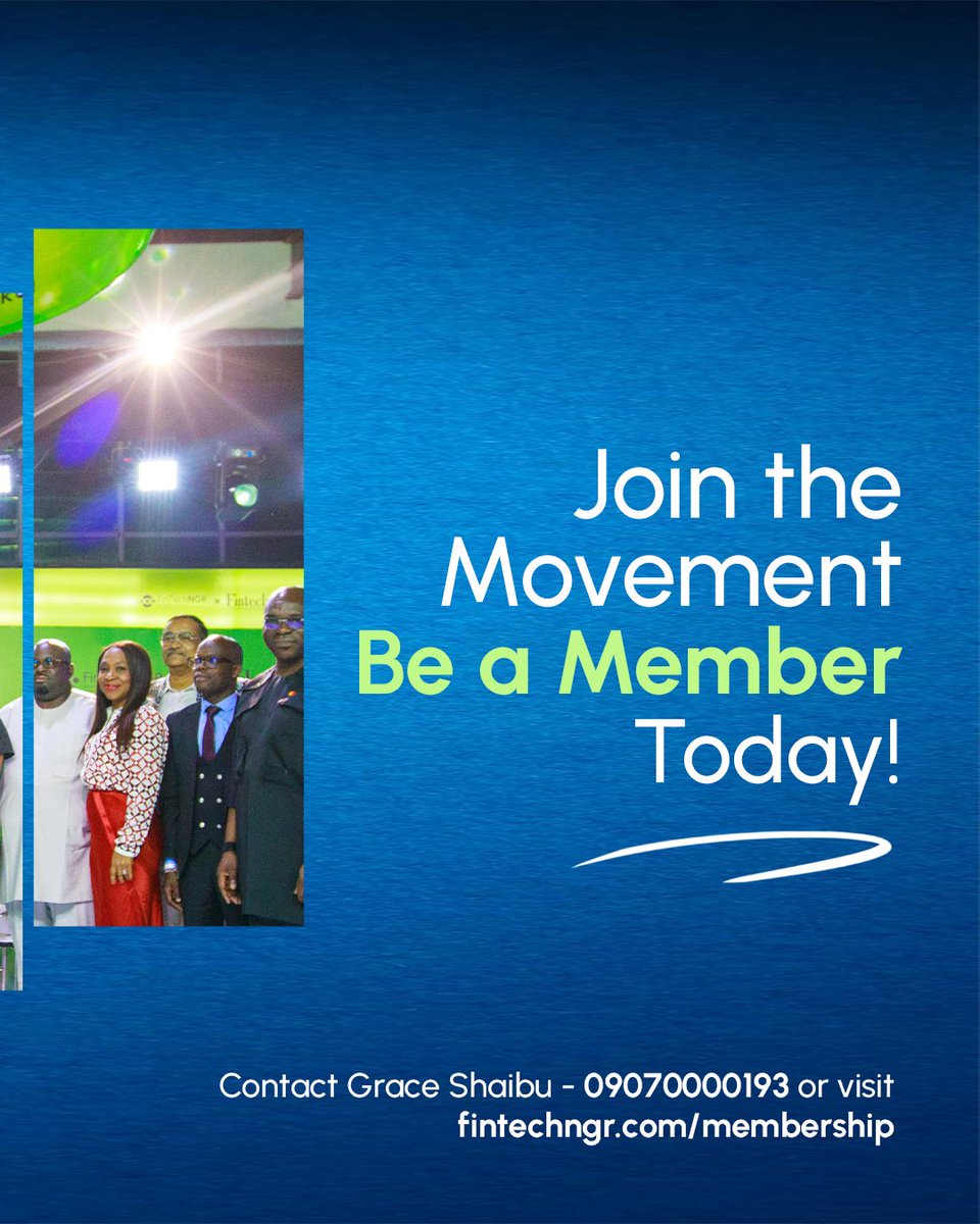 fintechngr's tweet image. A movement of innovators reimagining Nigeria’s financial &amp;amp; digital future — that’s FintechNGR.
We’re not waiting for change; we are the change.
Join the movement 👉 fintechng.org/membership | Call Grace: +234 9070000193
#FintechNGR #InnovationHub #DigitalTransformation