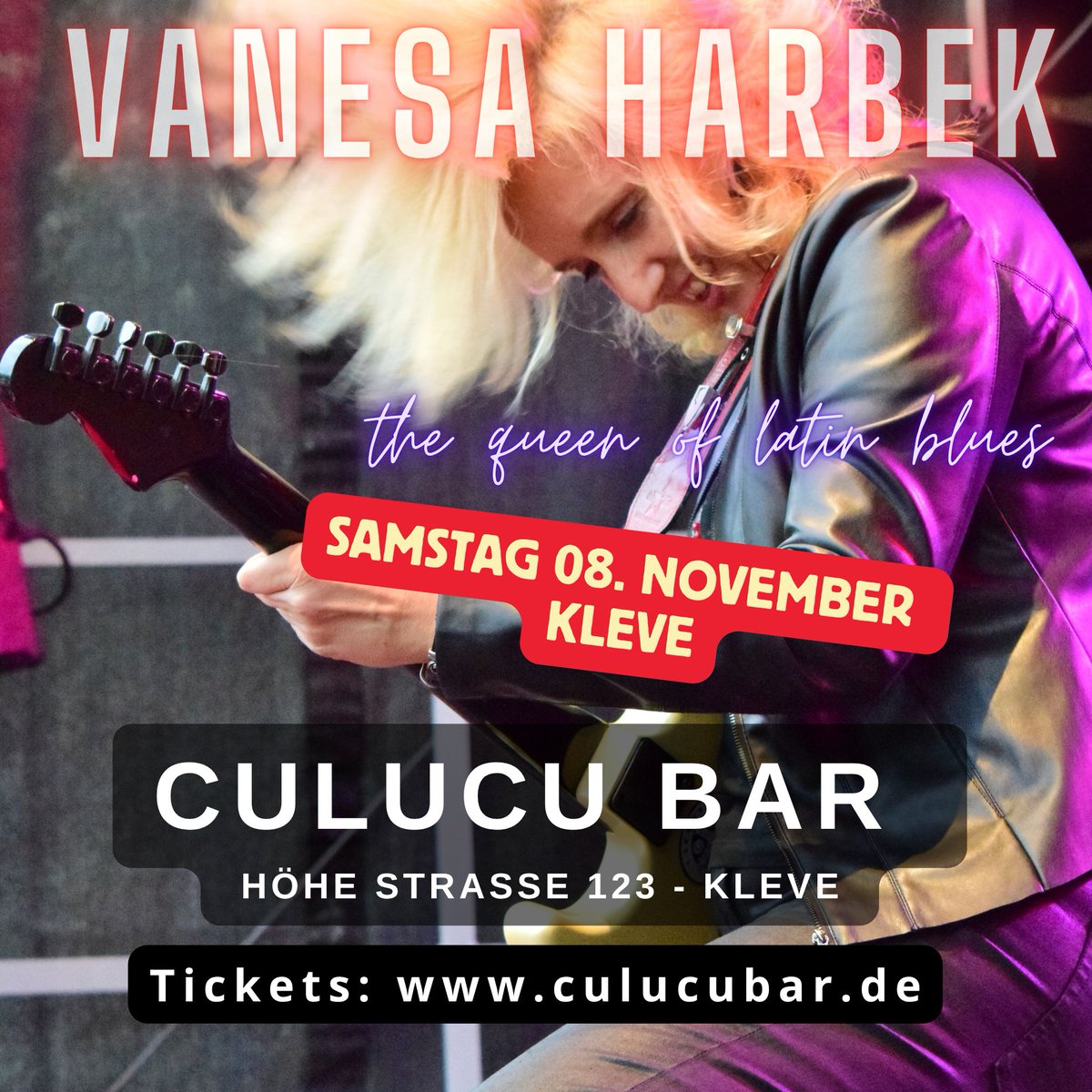 08.11 Vanesa Harbek Trio Live in #Kleve 
Last concert 2025❗️
📍 Culucu-Bar, Höhe Str. 123, Kleve
Einlass 20:00 Uhr
🎟️ Tickets 👉 culucubar.de