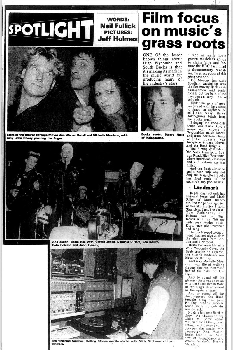 #OTD 6th November 1985
4️⃣0️⃣ years ago
Feature in Bucks Free Press Midweek on documentary to be hosted by <a href="/john_otway/">Dr. John Otway</a> - partly filmed at Nag's Head, High Wycombe &amp; featuring promoter Ron Watts - "The Godfather of Punk", plus live track by local band Basta Roc
📷 <a href="/jeffholmes24/">jeff holmes</a>