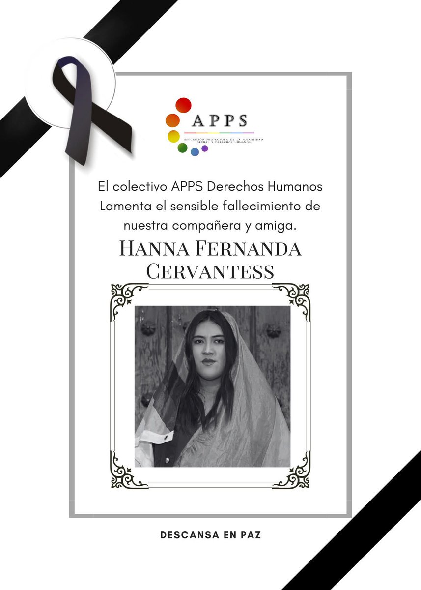 Hannah Fernanda Cervantes, primera mujer transgénero en estudiar y graduarse en la Facultad de Administración de la #BUAP, la Benemérita Universidad Autónoma de Puebla, se despidió en redes sociales y se quitó la vida. 

Por años luchó por ser un ejemplo para la comunidad. 

Fue