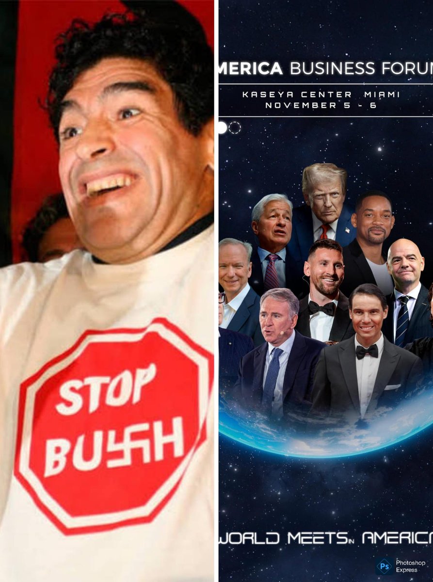 Se es ídolo por muchas cosas, incluso por la cultura de una época. 
No se trata de hablar solo de fútbol y de los talentos
Pero...
Ayer 5/11/25 Messi habló en el America Business Forum. Exactamente 20 años antes, el 5/11/05, el Diego (D10S) viajaba en el trrn por el #NoAlAlca