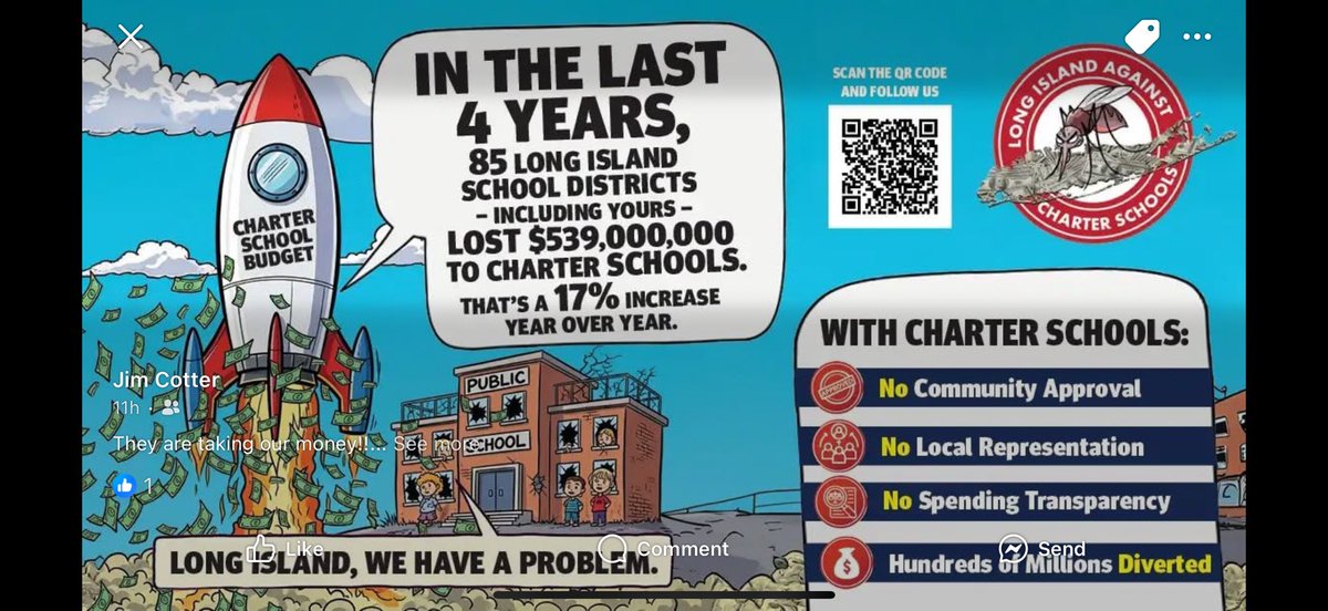 EastEndTeacher's tweet photo. Charter schools are siphoning off your tax dollars with no accountability to you, the taxpayer. #LongIsland https://t.co/12x3ZNb1VS