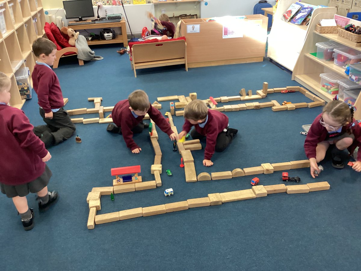 StBellarmine's tweet image. Collaborative play in Reception this morning; the children have been engrossed in creating roads for the cars. So many wonderful opportunities for speaking, listening, sharing and turn taking. #learningisfun