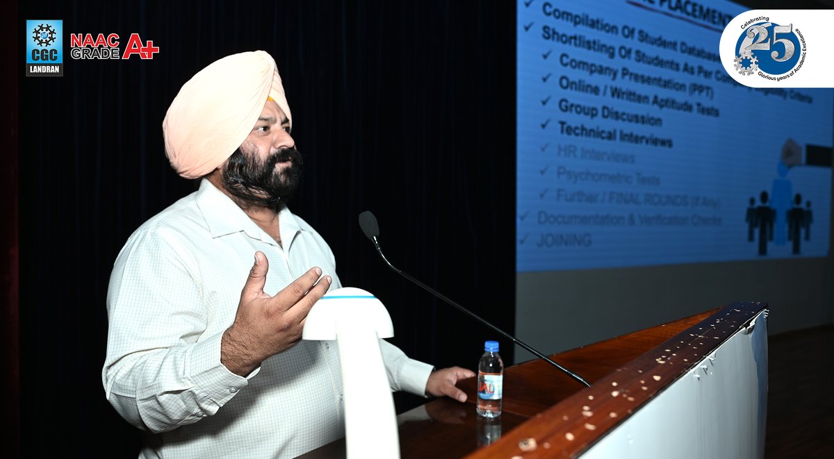 CGCPunjab's tweet image. An insightful session for Engineering (Batch 2024–2028), M.Tech CSE &amp;amp; MCA (2025–2027) led by Mr. Mandeep Singh Saini &amp;amp; Mr. Jitanshu Chandel, empowering students for their career journey ahead! 

#CGCLandran #OrientationProgramme #TrainingAndPlacement