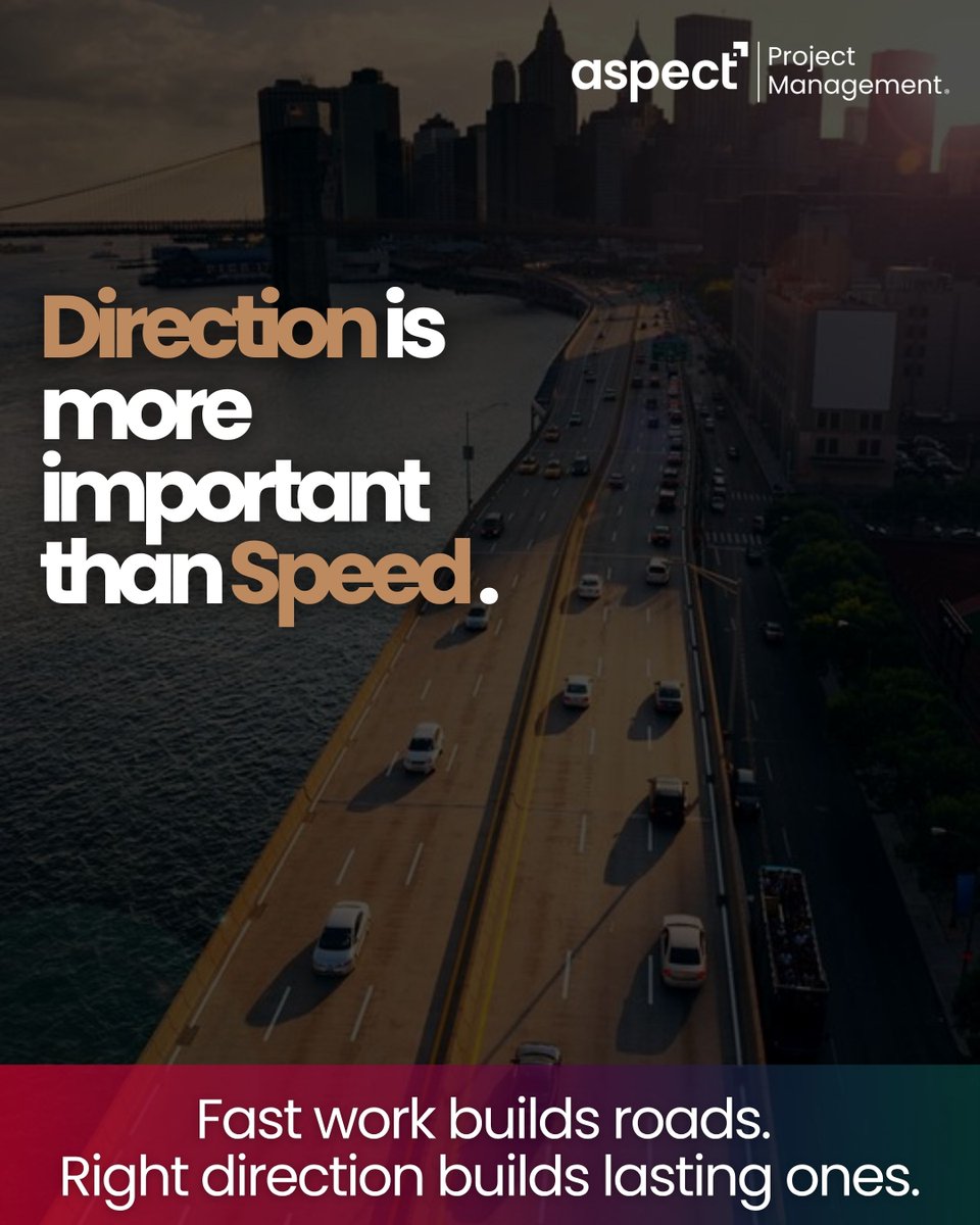 Aspect_pmc's tweet image. ✨ Speed matters, but direction defines success.

At Aspect Project Management, we believe in building with purpose — not just pace.

#ProjectManagement #Leadership #RightDirection #AspectProjects #BuildSmart