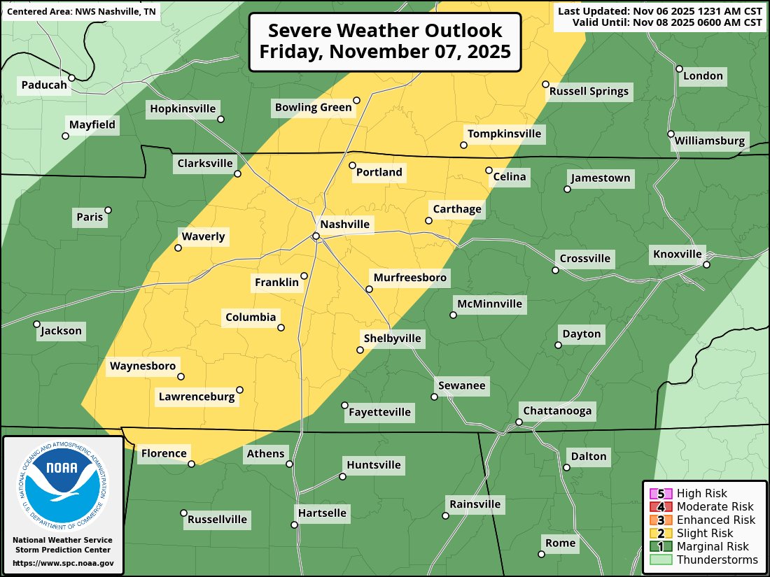 Latest severe weather risk from SPC for Friday.