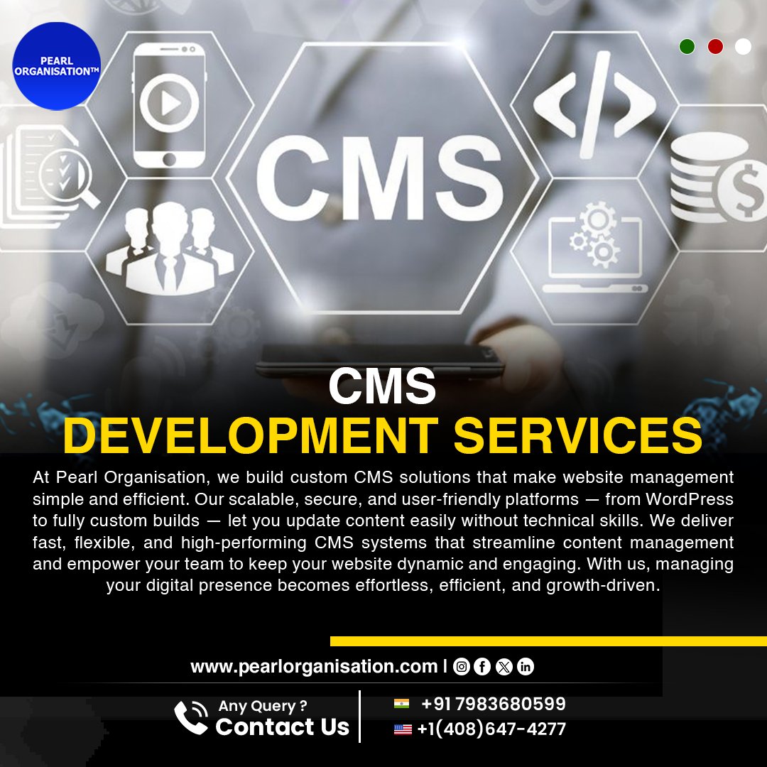 pearlorgs's tweet image. Update your website anytime  no tech skills needed! A fast, secure CMS that keeps your content fresh and engaging.
.
.
🌐 pearlorganisation.com
📞 +91 7983680599 , +1(408) 647-4277
.
.
#PearlOrganisationReviews #CMSDevelopment #WebsiteManagement #WebSolutions #EasyToUseCMS