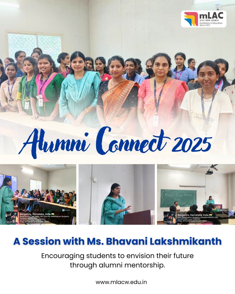 mLAC1972's tweet image. An inspiring session by our alumna, Ms. Bhavani Laksmikanth, motivating students to dream big and shape their future through alumni guidance. 🌟

#mLAC #AlumniConnect2025 #AlumniTalk #MentorshipMatters #StudentSuccess #InspiringJourneys #mLACCommunity #WomenInEducation