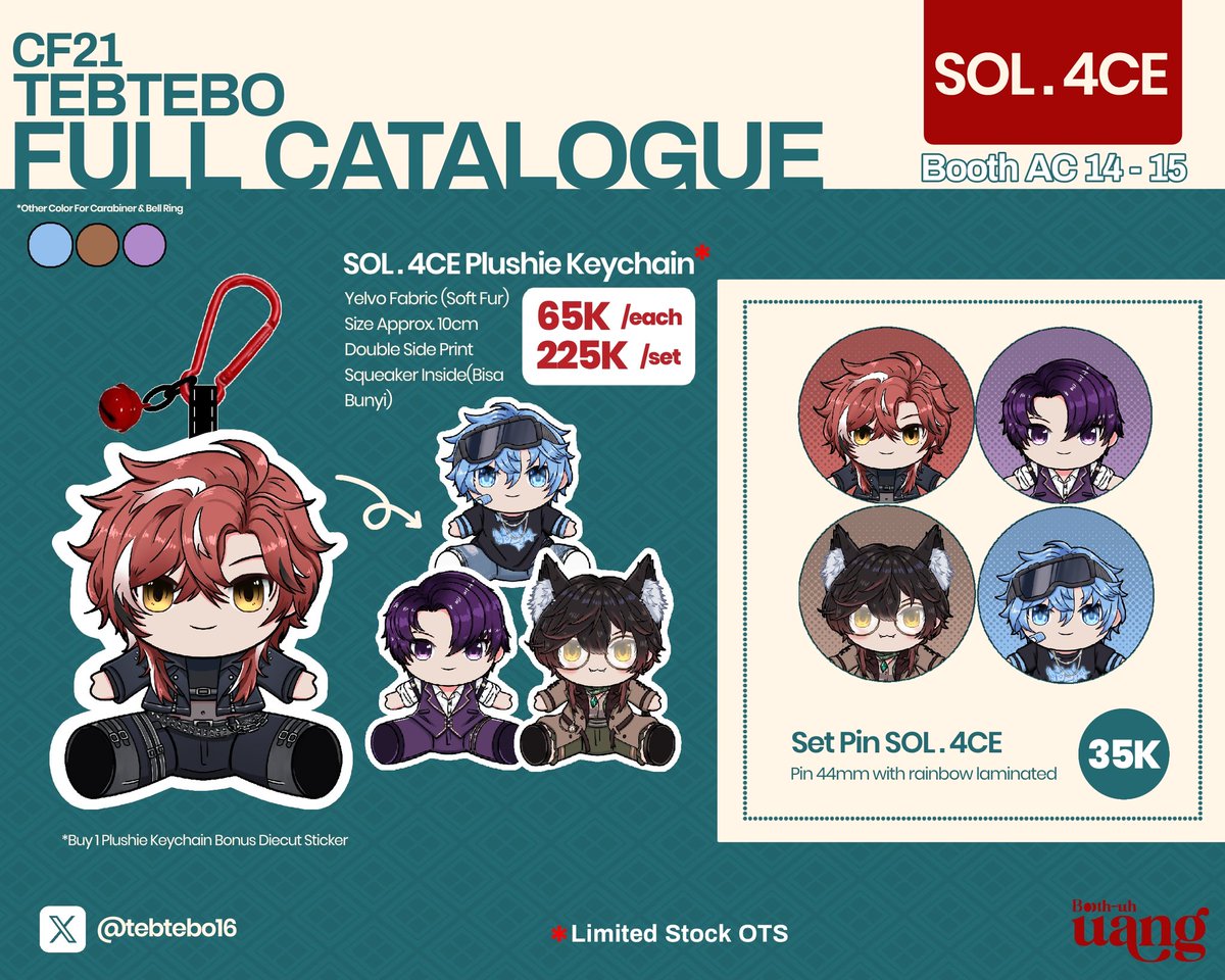 Tebtebo16's tweet image. [♥️🔄 are appreciated ✨]

OTS Full Catalogue for #CF21
📌 AC 14-15 @BoothuhUang x @wargavirtual48
🗓️ 15-16 Nov
Fandom : JKT48V, HOLOLIVE, Sol4ce.

#comifuro21 #cf21catalogue #CFXXICatalogue #CFXXI
(1/2)