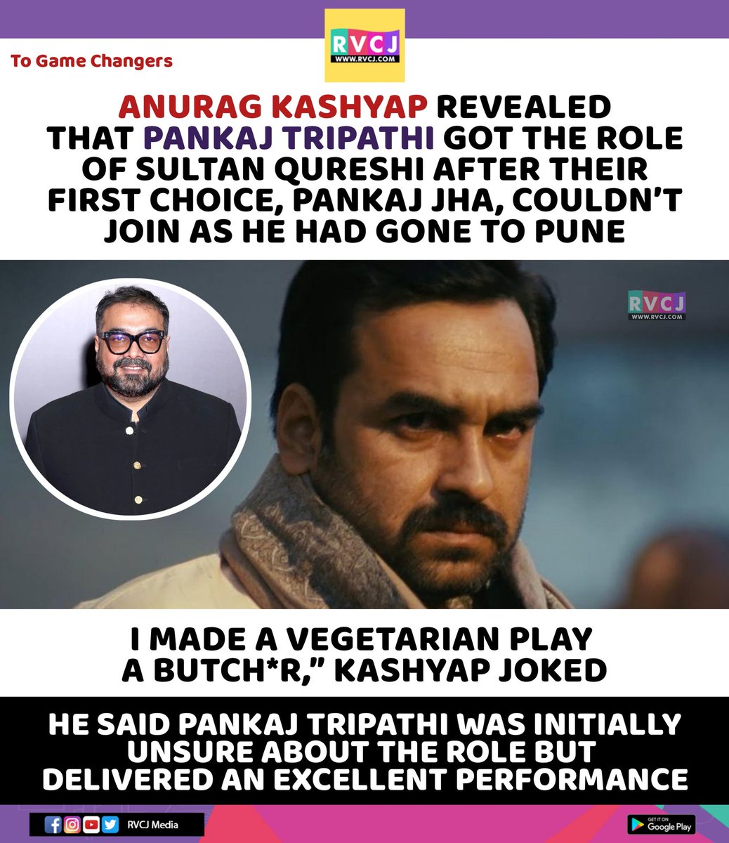 rvcjmovies's tweet image. Pankaj Tripathi wasn&apos;t the first choice for Sultan Qureshi role

#pankajtripathi #anuragkashyap