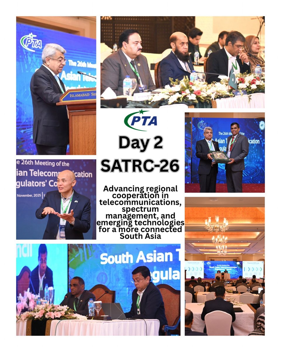 PTAofficialpk's tweet photo. #SATRC26 #PTA #APT #DigitalSouthAsia #RegionalConnectivity #TelecomRegulation #DigitalTransformation #SouthAsiaInnovation #SmartConnectivity #SpectrumManagement #PolicyAndRegulation #DigitalCollaboration #FutureOfTelecom #PakistanHostingSATRC #TechDiplomacy https://t.co/y9m1iLBCim