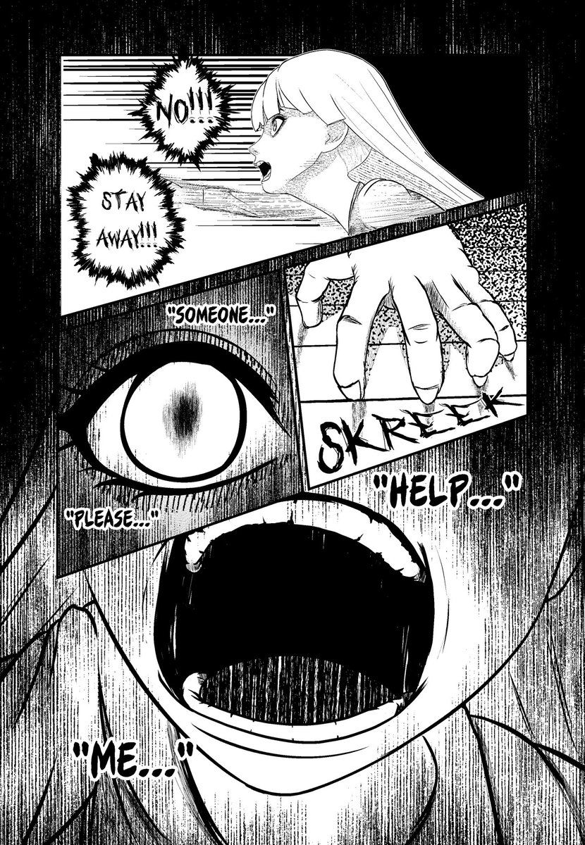The challenge for the Lucy’s panic attack pages was how to portray it visually.

I ultimately used my own few experiences of panic attacks and it felt like being consumed by an overwhelming force of darkness, so that’s how I portrayed it Chapter 3