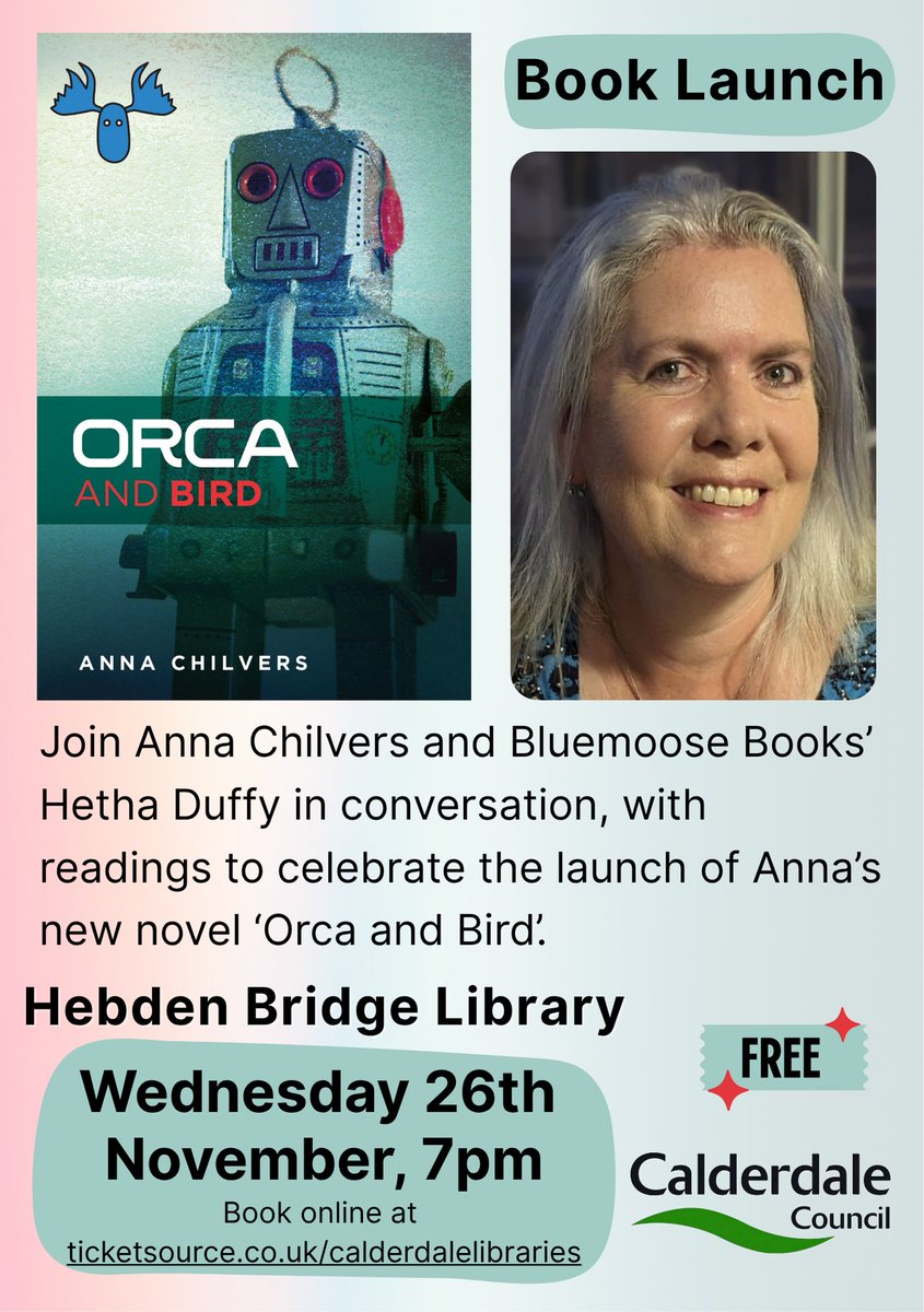 You are all cordially invited to the launch of:

Orca and Bird by Anna Chilvers.

Hebden Bridge library Wednesday 26th at 7pm

The event is free and you can book here.

ticketsource.co.uk/calderdalelibr… 

<a href="/CMBClibraries/">Calderdale Libraries</a>