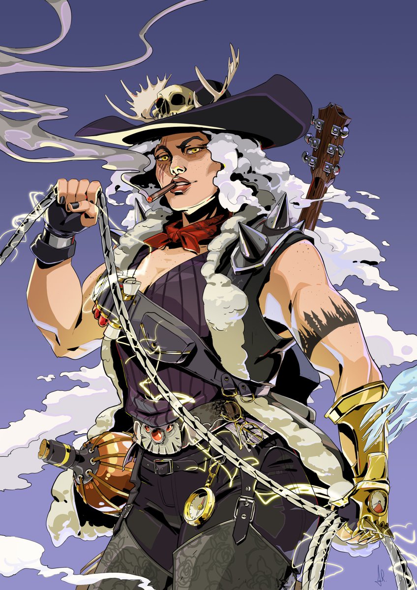 Commission of Byrk and her lightning lasso.
Half cloud giant, all cowgirl, baby Yeehaw! ⚡️🤠☁️
Byrk belongs to @/enchantastic on Tumblr

#dndcharacter #dndoc #dndart #Commission