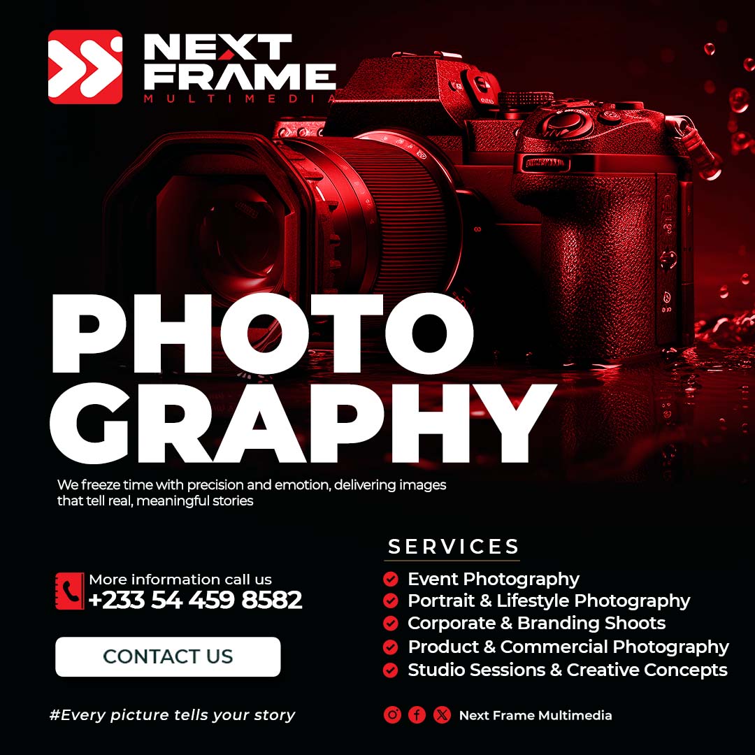 NFMultimedia's tweet photo. Great moments deserve more than memories — they deserve to be beautifully captured.
🎥📸 At Next Frame Multimedia, we freeze time and bring stories to life through our lens.

#NextFrameMultimedia #PhotographyGhana #EveryFrameTellsAStory https://t.co/Df7CrbUgXW