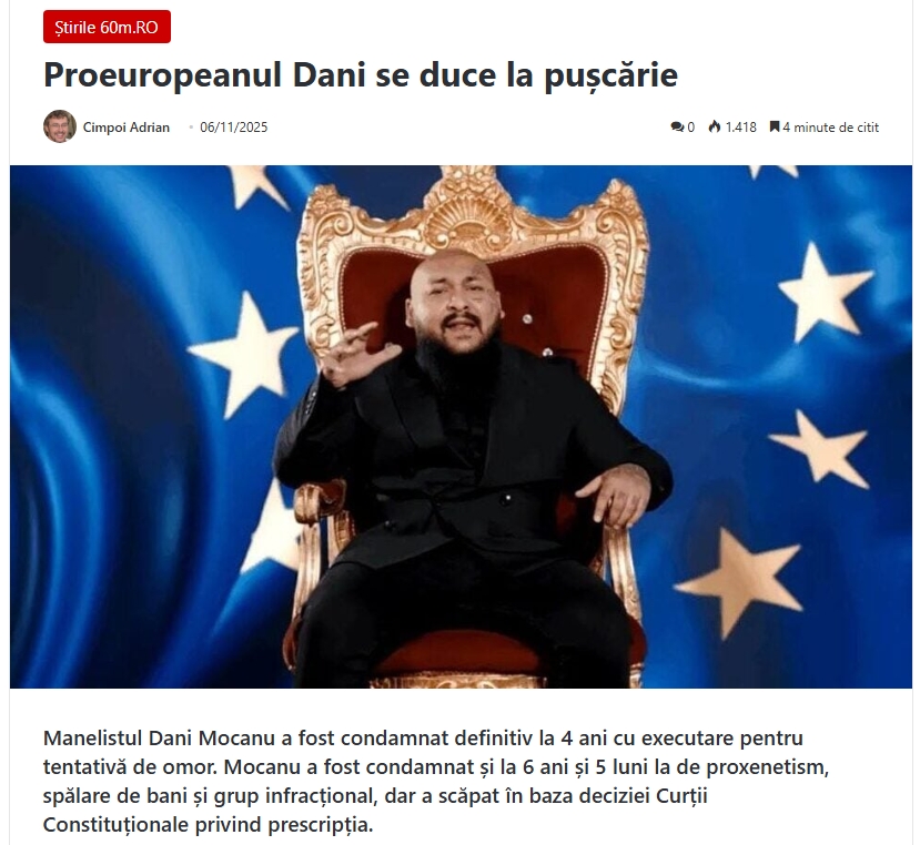 mariandidthis's tweet photo. #DaniMocanu #NicusorDan #ProEuropa #Romania #Proxenetism #Condamnat #Puscarie #Nicusoristii

🤮 Ah, proeuropenii noștri dragi, voi care v-ați dat în mină cu manelele lui Dani Mocanu, dansând și aplaudând ca la nuntă în fața sediului lui @NicusorDanRO! Ce frumos, ce european, ce progresist, până când "proeuropeanul" vostru preferat a primit 4 ani de pușcărie pentru tentativă de omor.