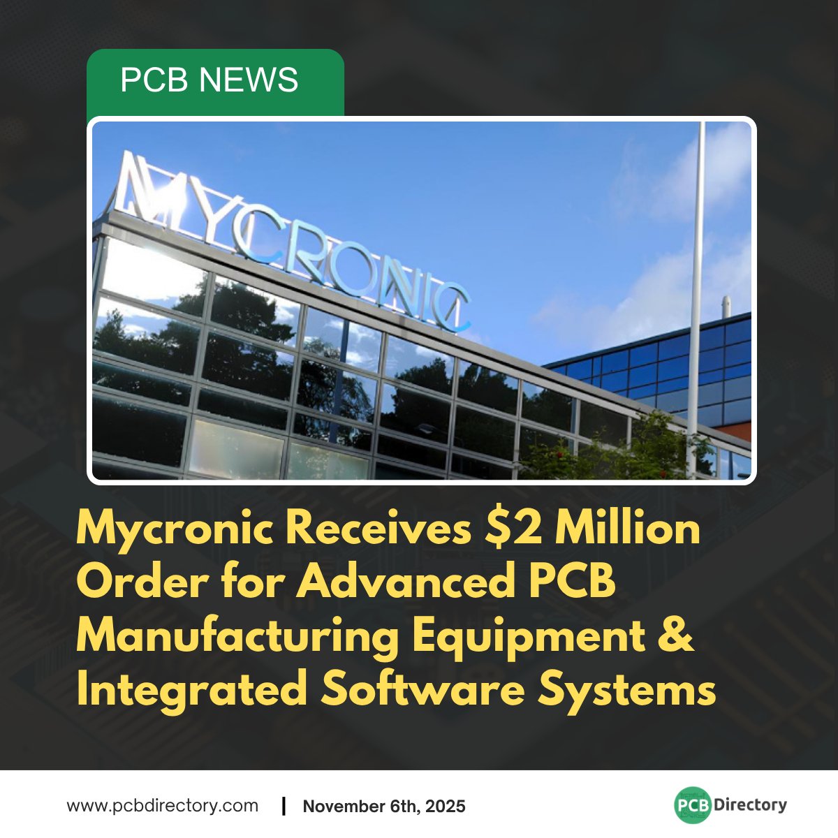PCB_Directory's tweet image. Mycronic has received an order for a full-line, turnkey solution from an unnamed major defence industry supplier in the Nordic region. 

Click here to read more: ow.ly/NTME50XnGvY

#printedcircuit #news #industry #PCBManufacturing #ElectronicsIndustry #Automation