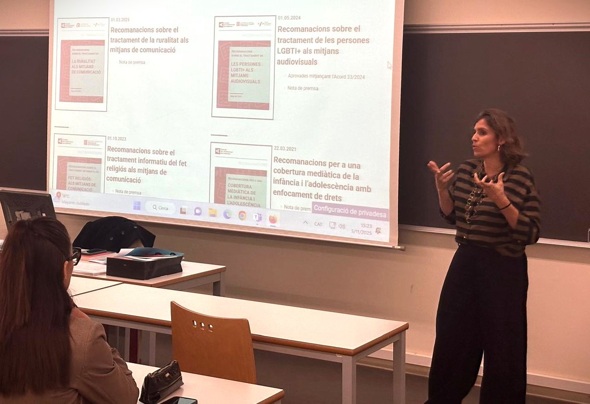 🔴 La vicepresidenta del <a href="/Consell_Audio/">CAC</a>, <a href="/laurapinyol/">Laura Pinyol Puig</a>, va impartir ahir un seminari sobre formació de bones pràctiques i regulació de continguts a alumnes del grau de Comunicació i Periodisme Audiovisuals de la <a href="/UdL_info/">Universitat de Lleida (UdL)</a> 
#RecomanacionsCAC