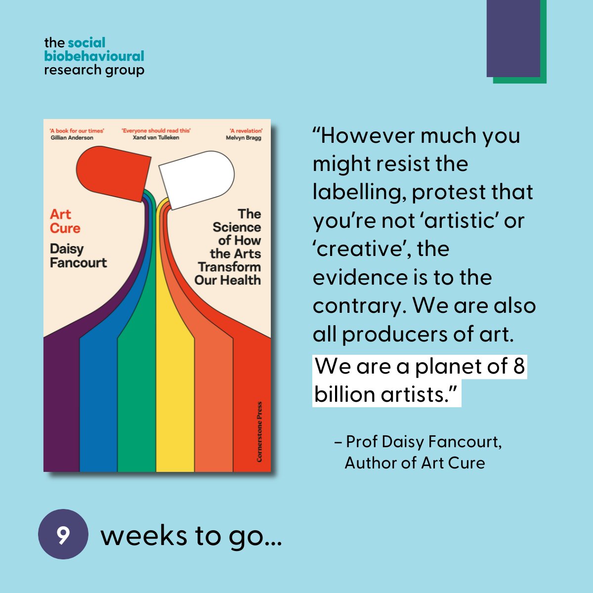 UCL_SBB's tweet photo. What even is art & do we need it?ย ๐ญ
These are the fundamental questions that #ArtCure, the new book by Prof Daisy Fancourt, begins with.
With just 9 weeks until its publication, you can check out endorsements, events & pre-order links on our website ๐ https://t.co/KP8Q5sflPu https://t.co/vv4VuDArt7