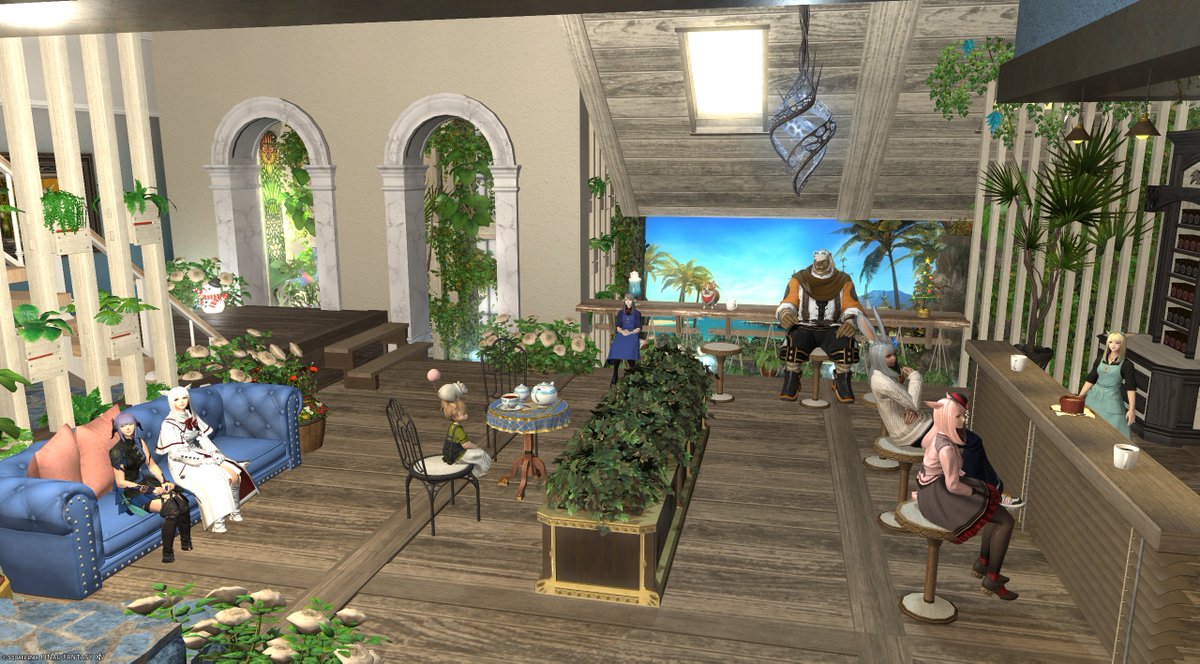 ManonandAzumax's tweet image. 今夜はソフィーさんの新しい「Cafe Mint」へお伺いしました☕️Beliasミスト・ヴィレッジ第29区19 番地。目の前がビーチの素晴らしい良立地❗️ミスト・ヴィレッジらしい、清々しい潮の香りが漂ってきそうな洗練された内装のカフェでゆったり過ごせました✨ソフィーさんありがとう❤️
#FF14_Mint