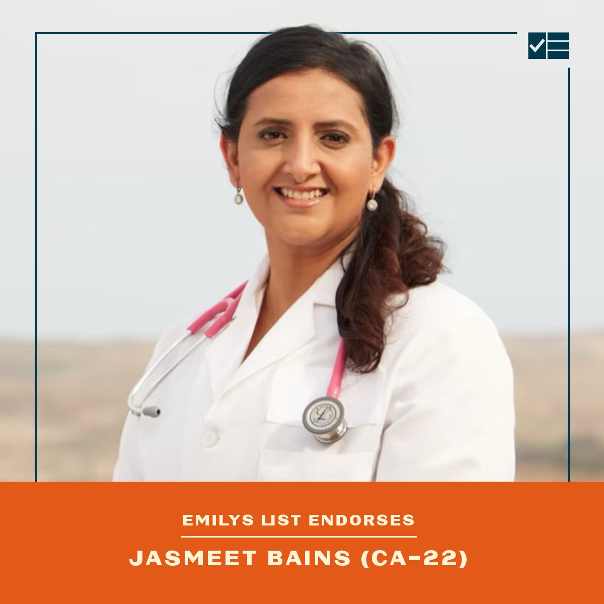Today, we’re excited to endorse Dr. Jasmeet Bains for election to California’s 22nd Congressional District! At a time when Republicans are cutting access to health care, Californians deserve a leader like Dr. Bains who will fight for them.