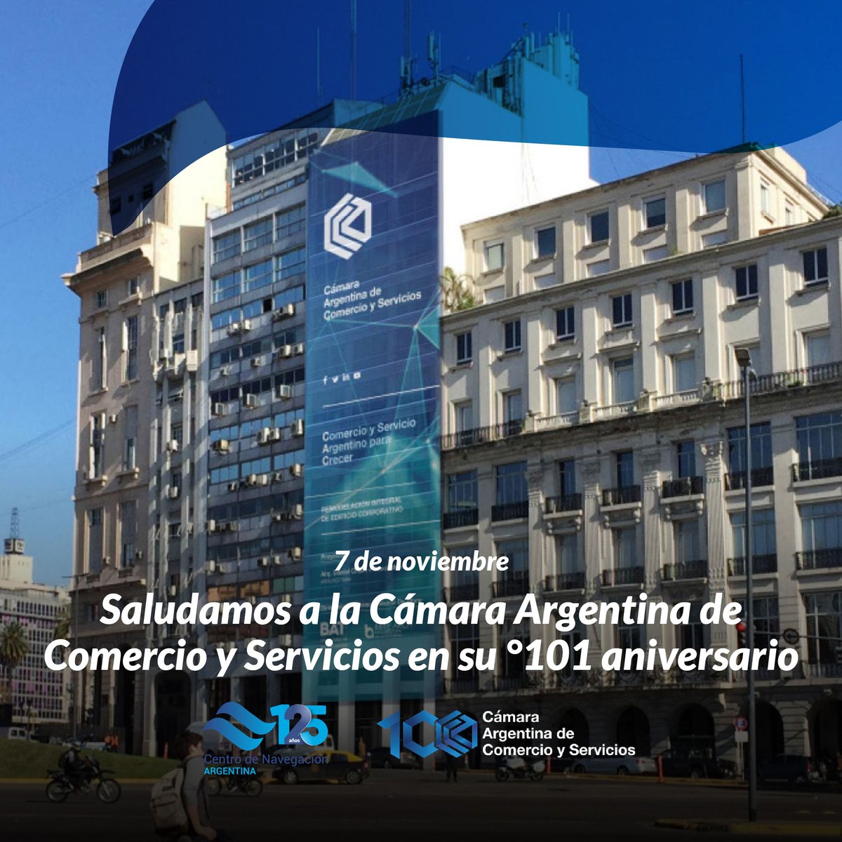 📅 Saludamos a la Cámara Argentina de Comercio y Servicios (CAC) por sus 101 años ✅ 

Desde el Centro de Navegación Argentina, celebramos su trabajo y compromiso apoyando la producción y el comercio en nuestro país. 💪🏻
