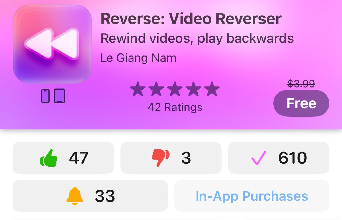 للايفون والايباد
مجاني لفترة 

iTunes.apple.com/us/app/reverse…

برنامج يعكس الحركة في الفيديو ، سهل الاستخدام وبلمسة وحده ☝🏻