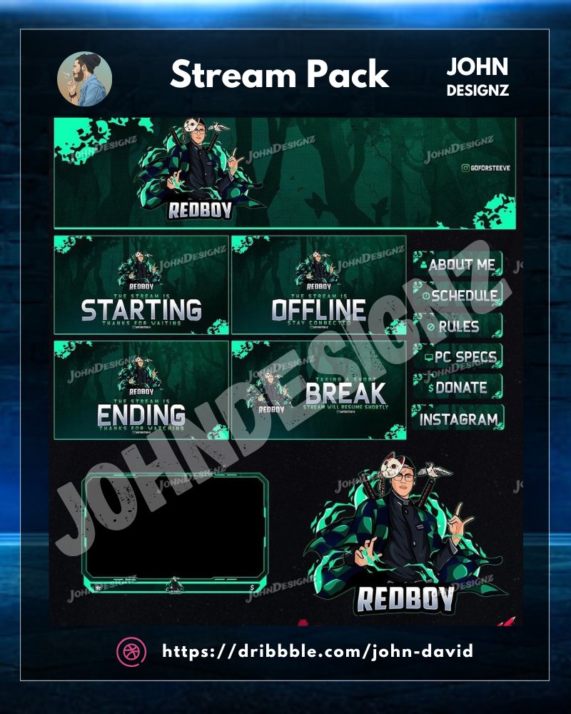 JohnDesignz's tweet image. Gave this streamer a whole new look banner, overlays, everything 🎮

#illustration #gfx #artists #Editor