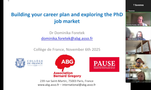 🎯 Today at ABG
Our colleague Dr Dominika Foretek is leading the workshop "Building your career plan and exploring the PhD job market" for the @PAUSE program awardees, <a href="/cdf1530/">Collège de France</a> !

#ABG #PhDCareer #PAUSE #CollegeDeFrance #CareerDevelopment