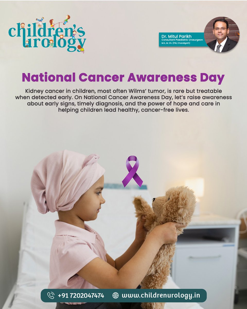 ChildrenUrology's tweet image. 🎗️ National Cancer Awareness Day
Wilms’ tumor — a rare kidney cancer in children — is treatable if detected early.
Let’s spread awareness and hope for a cancer-free future. 💛

#NationalCancerAwarenessDay #ChildhoodCancer #WilmsTumor #EarlyDetection #HopeAndHealing