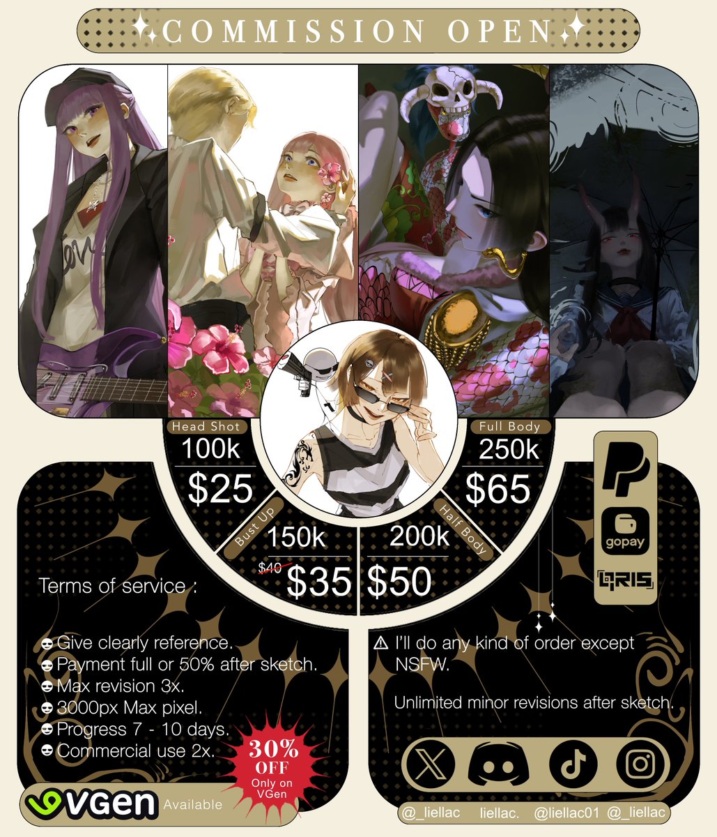 ✨COMMISSION OPEN✨
| RTs are very appreciated |

Feel free to DM me or Discord | liellac. | 
For more information.

30% OFF only on VGen
Visit my VGen for more Discount information.

Available on VGen too : vgen.co/Liellac

 Thank you!!❤️
#commissionsopen #VGenComm