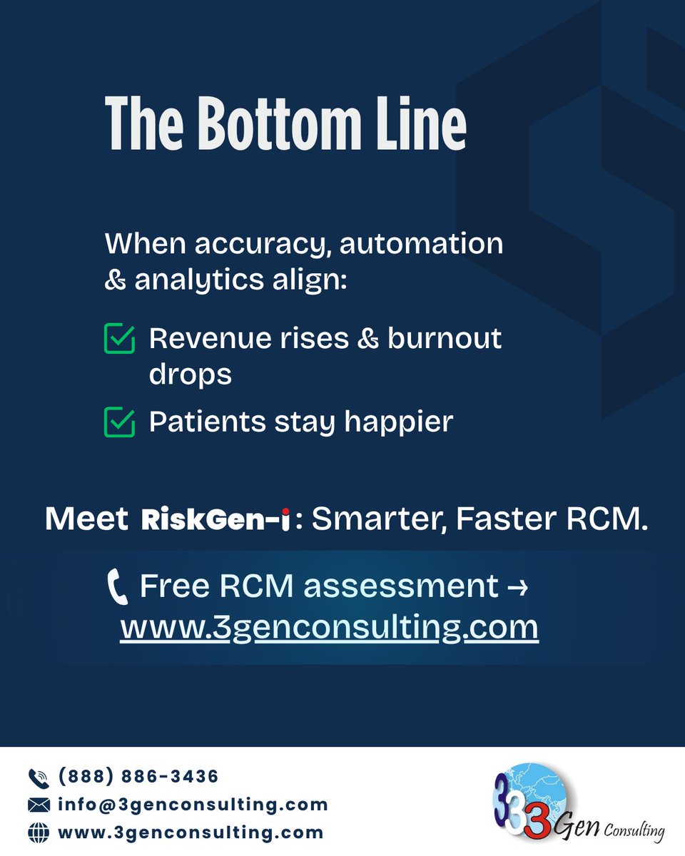 3gen_consulting's tweet image. Billing errors cost U.S. providers billions — and most are preventable. 💸

From outdated codes to missed checks, small mistakes cause big denials.

See 7 best practices to stay compliant &amp;amp; get paid faster 👉 bit.ly/4nFhtvy

#MedicalBilling #MedicalCoding #3GenConsulting